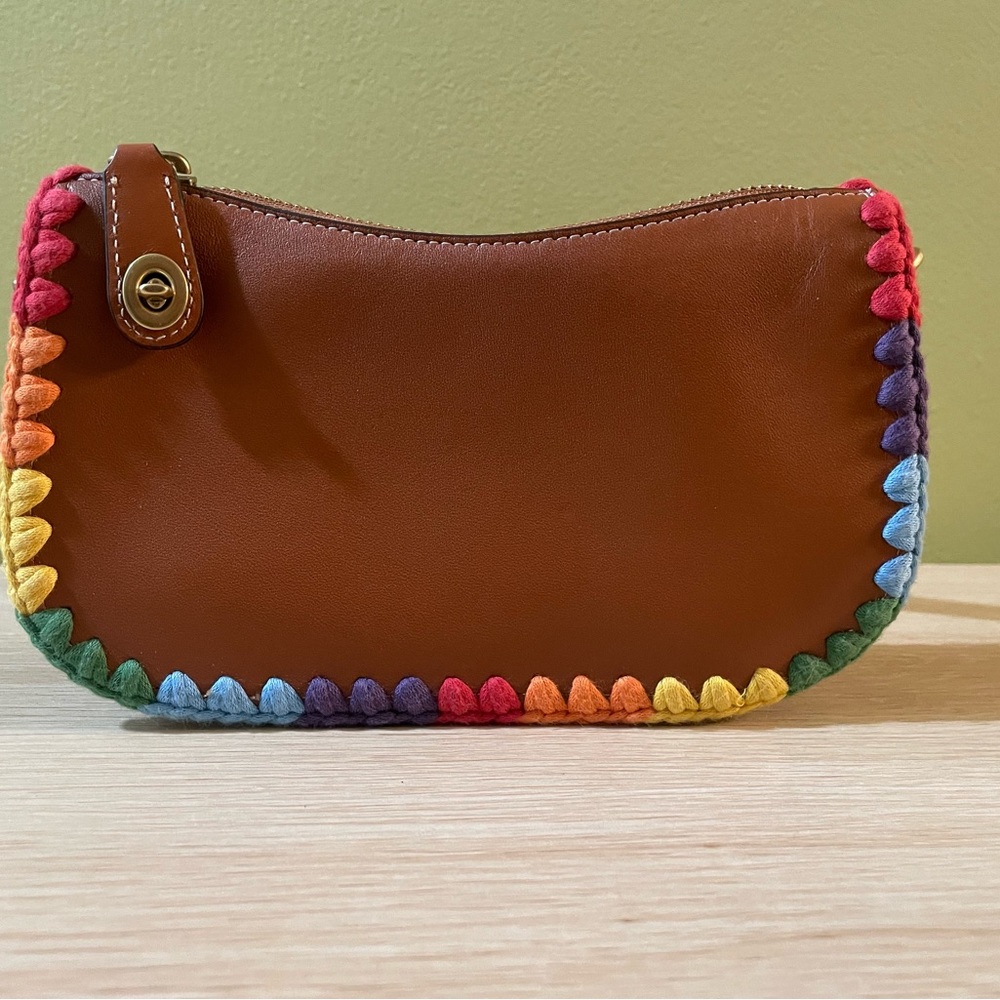Coach Restored Swinger Bag 20 with Rainbow Crochet